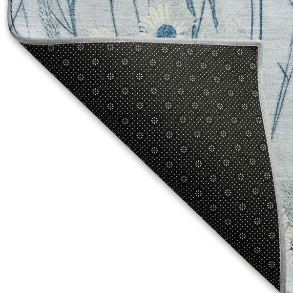 HomeRoots 9' X 12' Sky Blue Floral Area Rug - Stain Resistant, UV Protected, Ideal for High-Traffic Spaces 694079