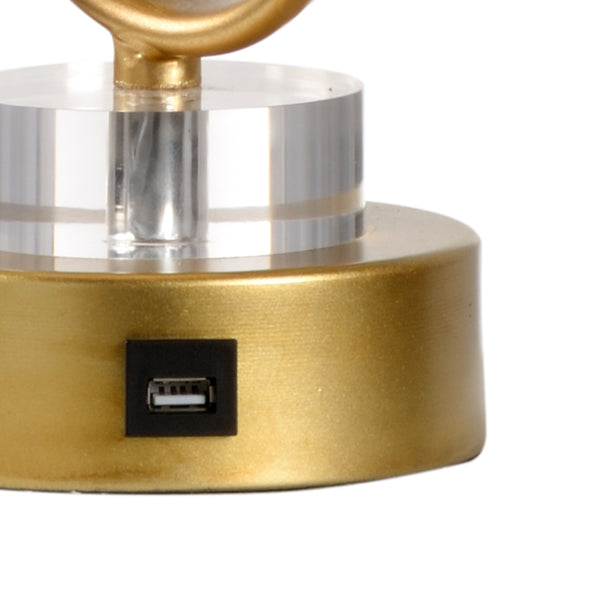 Chelsea House Swirl Antique Gold Leaf Lamp With Clear Acrylic Accents, Slim 31.5" Profile & Built‑In Data Port 69408