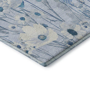 HomeRoots 10' Sky Blue and Ivory Floral Area Rug - Washable, UV Protected, Perfect for Busy Homes & Spaces 694080