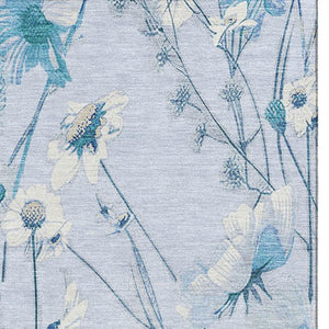 HomeRoots 10' Sky Blue and Ivory Floral Area Rug - Washable, UV Protected, Perfect for Busy Homes & Spaces 694080