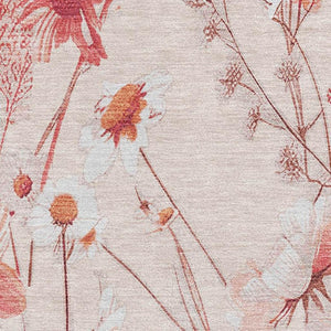 HomeRoots 8' Salmon and Ivory Floral Area Rug - Durable, Stain-Resistant, UV Protected for Busy Homes! 694084