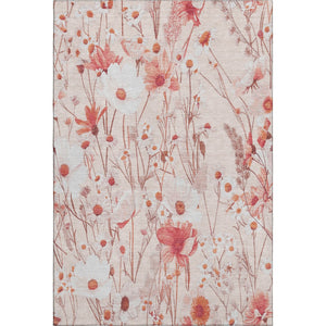 HomeRoots 10' X 14' Salmon & Ivory Floral Area Rug - Washable, UV Protected, Stain-Resistant & Stylish Decor 694086