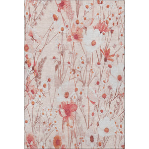 HomeRoots 10' X 14' Salmon & Ivory Floral Area Rug - Washable, UV Protected, Stain-Resistant & Stylish Decor 694086