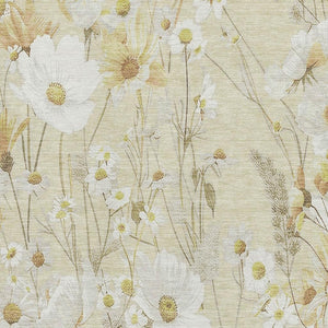 HomeRoots 8' Wheat And Ivory Floral Area Rug - Washable, UV-Protected, Durable Design for Home Elegance 694090