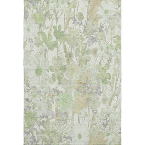 HomeRoots 5' X 8' Artichoke Green Floral Area Rug - Washable, UV-Protected, Stain-Resistant Beauty for Homes 694094