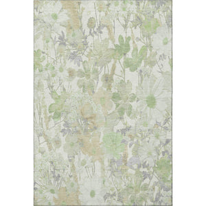 HomeRoots 5' X 8' Artichoke Green Floral Area Rug - Washable, UV-Protected, Stain-Resistant Beauty for Homes 694094