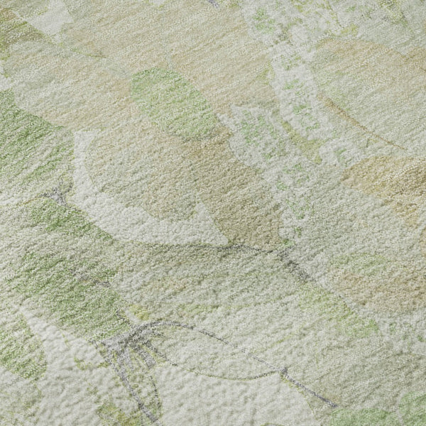 HomeRoots 9' X 12' Artichoke Green Floral Area Rug with UV Protection - Stain Resistant & Machine Washable Elegance 694097