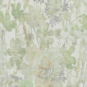 HomeRoots 10' Artichoke Green Floral Area Rug - Washable, UV-Protected, Durable Design for Homes with Kids & Pets 694098