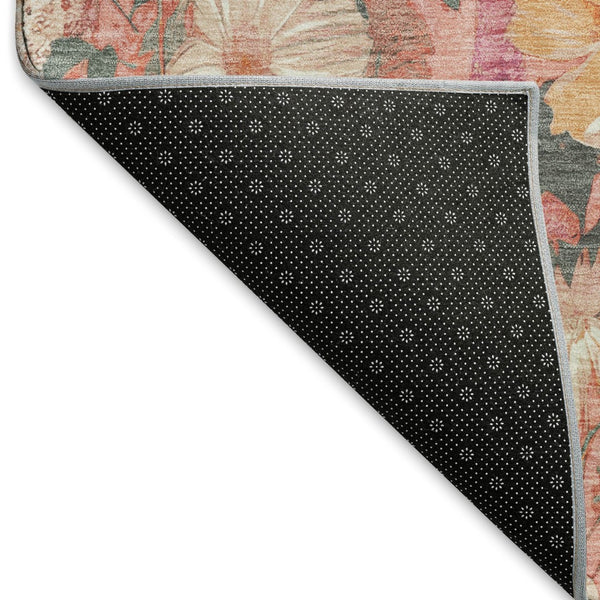 HomeRoots 10' X 14' Blush Orange & Ivory Floral Area Rug - Washable, UV Protected, Perfect for Homes with Kids! 694104