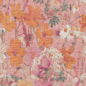 HomeRoots 10' X 14' Blush Orange & Ivory Floral Area Rug - Washable, UV Protected, Perfect for Homes with Kids! 694104