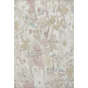 HomeRoots 8' Elegant Ivory Beige Floral Area Rug - Washable, UV Protected, Durable for Family Spaces, Kids & Pets 694108