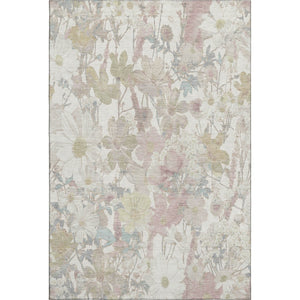 HomeRoots 10' Washable Floral Area Rug in Ivory Beige with UV Protection - Perfect for Homes with Kids & Pets 694110