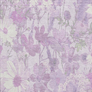 HomeRoots 5' X 8' Lavender and Ivory Floral Area Rug - Washable, UV Protected, Kid & Pet Friendly Design 694112