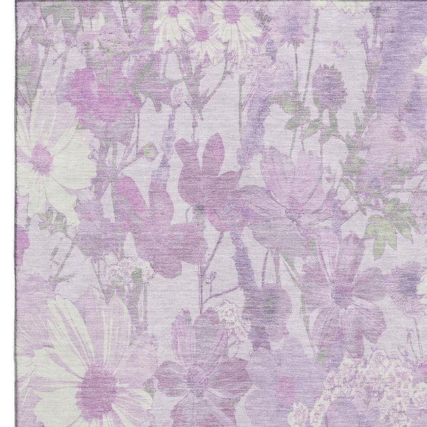 HomeRoots 8' Elegant Lavender & Ivory Floral Washable Area Rug with UV Protection for Busy Family Spaces 694114