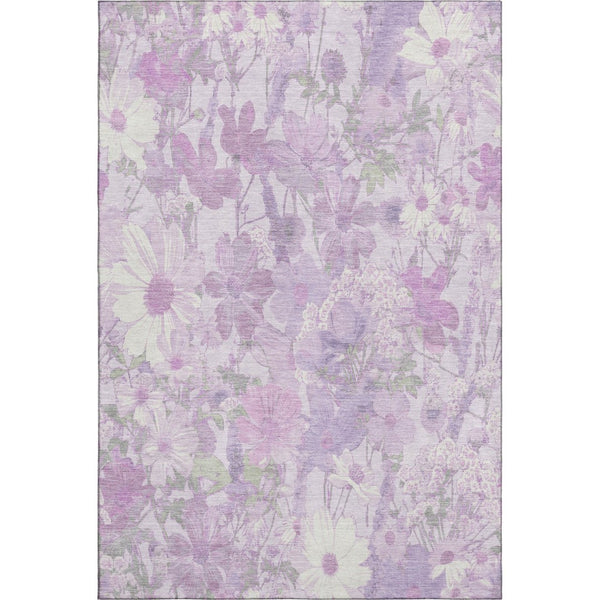 HomeRoots 10' Lavender & Ivory Floral Washable Area Rug - Stain Resistant, UV Protected for High-Traffic Homes 694116