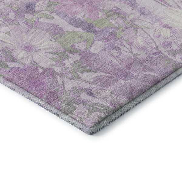 HomeRoots 10' Lavender & Ivory Floral Washable Area Rug - Stain Resistant, UV Protected for High-Traffic Homes 694116