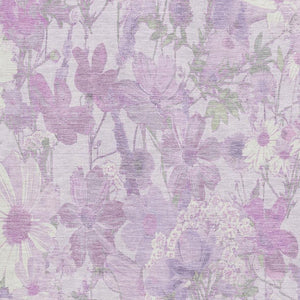HomeRoots 10' Lavender & Ivory Floral Washable Area Rug - Stain Resistant, UV Protected for High-Traffic Homes 694116