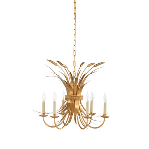 Chelsea House Wheat Antique Gold Chandelier With Ivory Candle Lights, 20" Rustic Wheat Motif, Chain Included 69412
