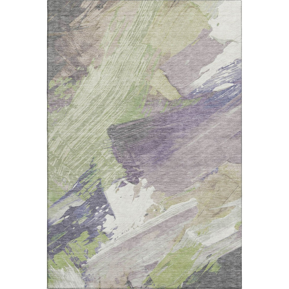 HomeRoots 9' X 12' Artichoke Green Ivory Taupe Abstract Washable Area Rug - Durable, Stain Resistant & UV Protected 694127