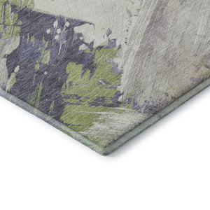 HomeRoots 9' X 12' Artichoke Green Ivory Taupe Abstract Washable Area Rug - Durable, Stain Resistant & UV Protected 694127