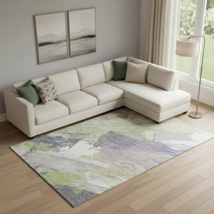 HomeRoots 10' X 14' Artichoke Green Abstract Area Rug - UV Protected, Washable, Durable, Modern Home Decor 694128
