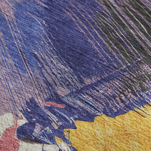 HomeRoots 10' Vibrant Gold Purple Teal Red Abstract Washable Area Rug with UV Protection & Stain Resistance 694134