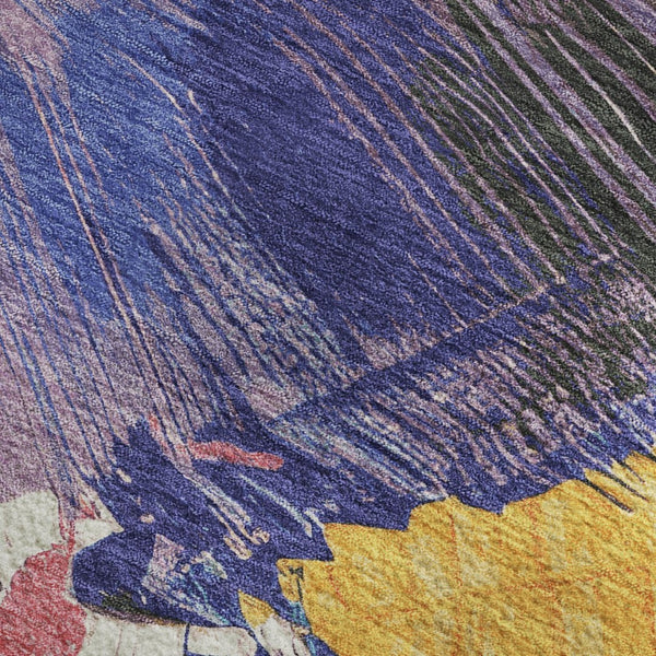 HomeRoots 10' Vibrant Gold Purple Teal Red Abstract Washable Area Rug with UV Protection & Stain Resistance 694134