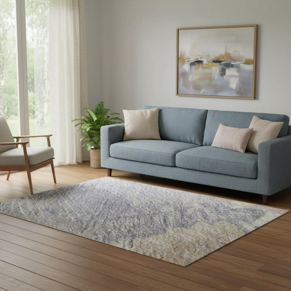 HomeRoots 5' X 8' Washable Abstract Area Rug in Pink, Ivory & Beige - Durable, UV-Protected & Non-Slip Design 694136