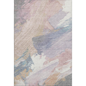 HomeRoots 5' X 8' Washable Abstract Area Rug in Pink, Ivory & Beige - Durable, UV-Protected & Non-Slip Design 694136