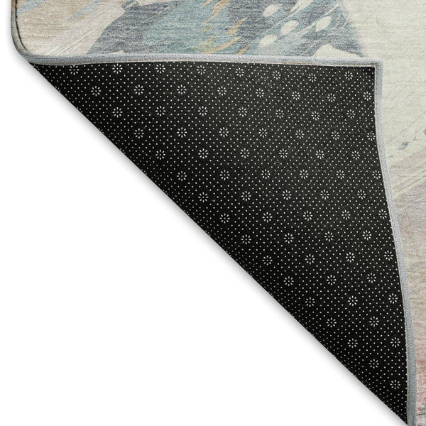 HomeRoots 5' X 8' Washable Abstract Area Rug in Pink, Ivory & Beige - Durable, UV-Protected & Non-Slip Design 694136