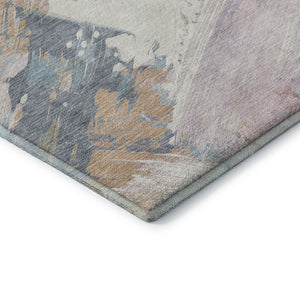HomeRoots 5' X 8' Washable Abstract Area Rug in Pink, Ivory & Beige - Durable, UV-Protected & Non-Slip Design 694136
