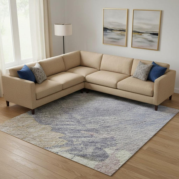 HomeRoots 9' X 12' Abstract Washable Area Rug in Pink, Ivory & Beige with UV Protection for Busy Homes 694139