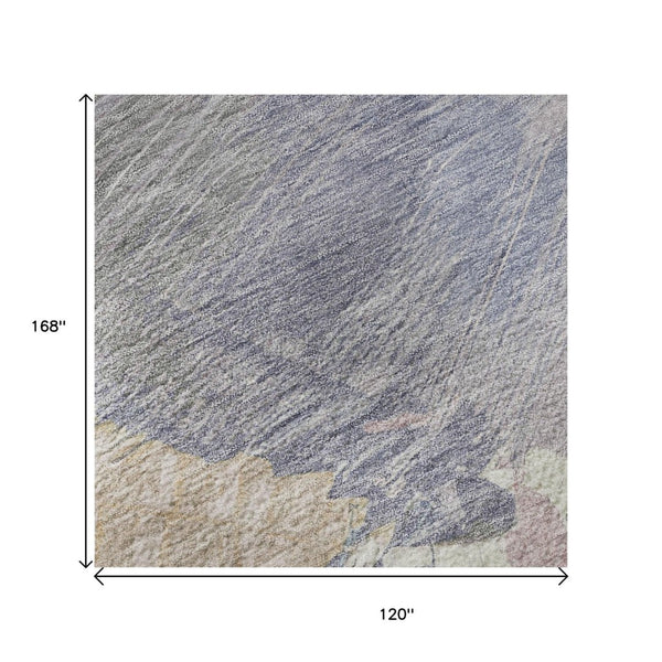 HomeRoots 10' X 14' Pink Ivory Beige Abstract Washable Area Rug with UV Protection - Durable & Stylish Decor 694140