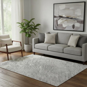 HomeRoots 5' X 8' Modern Beige Gray Silver Abstract Washable Area Rug with UV Protection for High-Traffic Homes 694142
