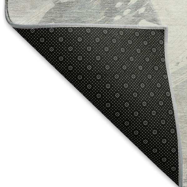 HomeRoots 8' Beige Gray Silver Abstract Washable Area Rug - Modern Stain-Resistant Design with UV Protection 694144