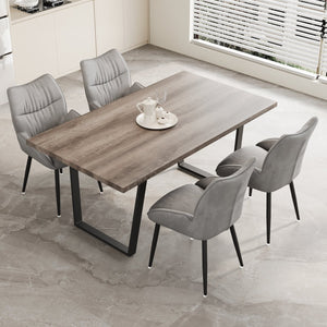 English Elm 62.9-Inch Stylish Walnut Dining Table Set With 4 Velvet Chairs, Easy Assembly For 4-6 People W1727S00081