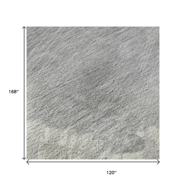 HomeRoots 10' Modern Beige, Gray & Silver Abstract Washable Area Rug with UV Protection & Non-Slip Backing 694146