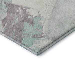 HomeRoots 9' X 12' Abstract Pale Aqua Gray & Silver Washable Area Rug with UV Protection for Modern Spaces 694151
