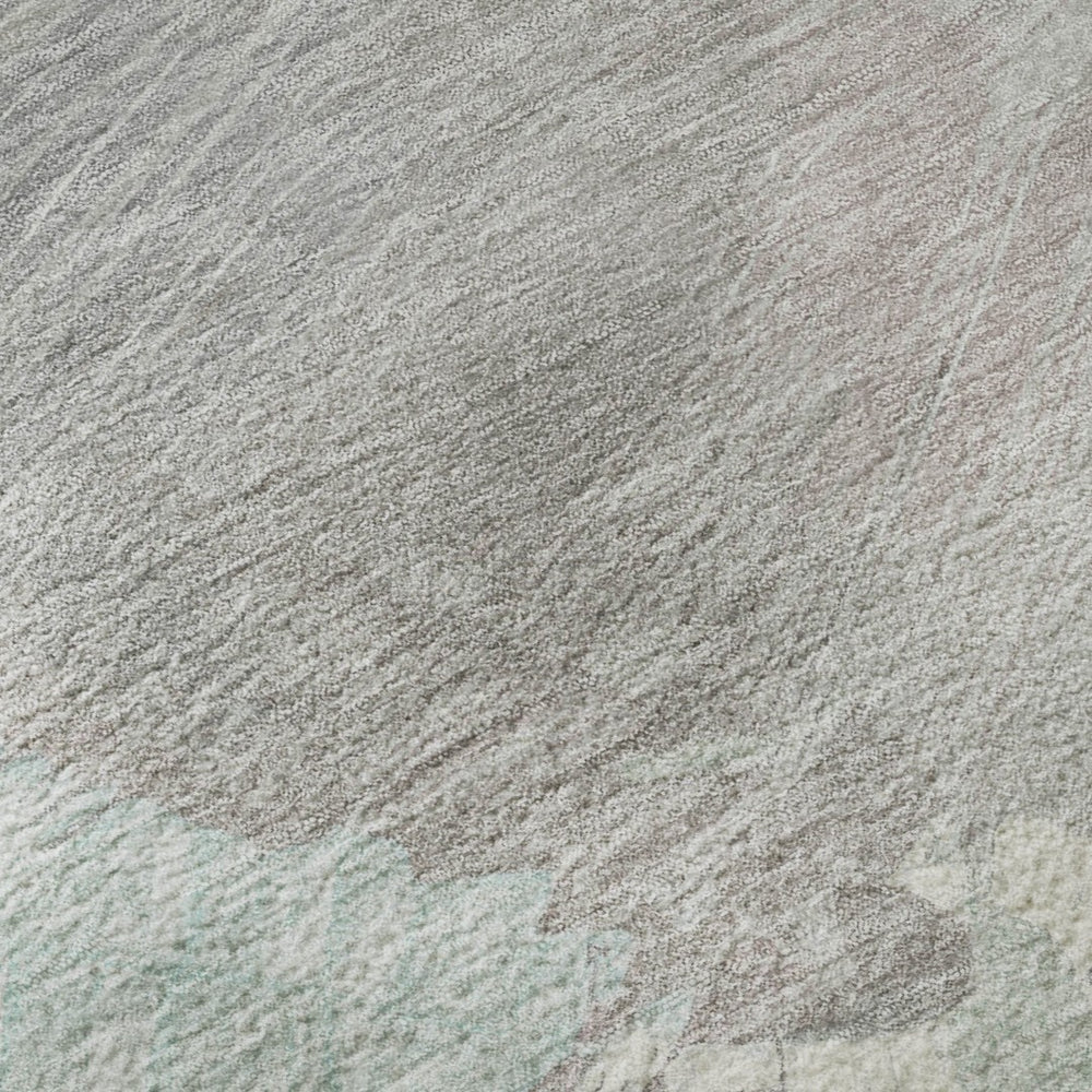 HomeRoots 9' X 12' Abstract Pale Aqua Gray & Silver Washable Area Rug with UV Protection for Modern Spaces 694151