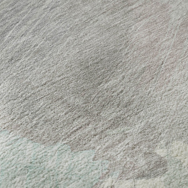 HomeRoots 9' X 12' Abstract Pale Aqua Gray & Silver Washable Area Rug with UV Protection for Modern Spaces 694151