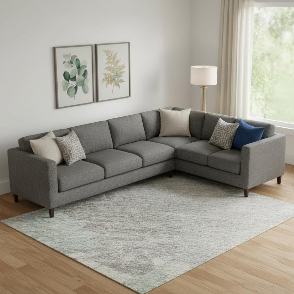 HomeRoots 9' X 12' Abstract Pale Aqua Gray & Silver Washable Area Rug with UV Protection for Modern Spaces 694151