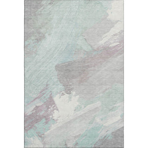 HomeRoots 10' X 14' Durable Abstract Area Rug in Pale Aqua, Gray & Silver - Washable with UV Protection! 694152