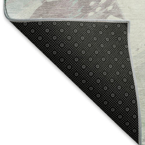 HomeRoots 10' X 14' Durable Abstract Area Rug in Pale Aqua, Gray & Silver - Washable with UV Protection! 694152