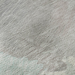 HomeRoots 10' X 14' Durable Abstract Area Rug in Pale Aqua, Gray & Silver - Washable with UV Protection! 694152