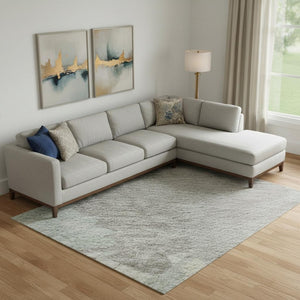 HomeRoots 10' X 14' Durable Abstract Area Rug in Pale Aqua, Gray & Silver - Washable with UV Protection! 694152