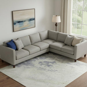 HomeRoots 9' X 12' Artichoke Green and Lavender Abstract Washable Area Rug - Stylish, Durable, UV Protected! 694163
