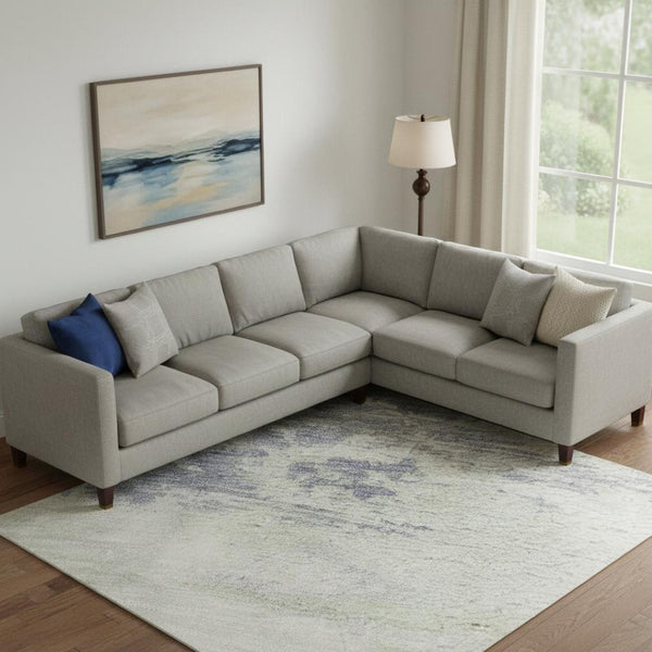 HomeRoots 9' X 12' Artichoke Green and Lavender Abstract Washable Area Rug - Stylish, Durable, UV Protected! 694163