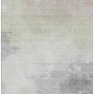 HomeRoots 9' X 12' Stylish Beige Gray Silver Abstract Area Rug - Washable, UV Protected & Perfect for High-Traffic Spaces 694169