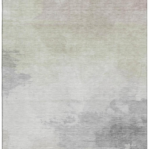 HomeRoots 9' X 12' Stylish Beige Gray Silver Abstract Area Rug - Washable, UV Protected & Perfect for High-Traffic Spaces 694169