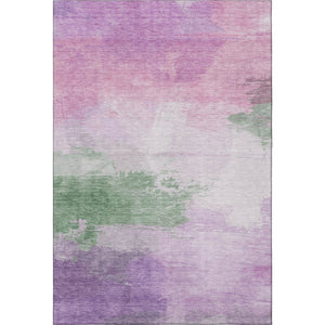 HomeRoots 5' X 8' Abstract Lilac Green Pink Washable Area Rug - Stain Resistant, UV Protected, Durable Style 694172